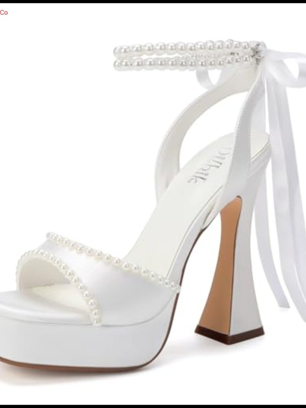 Platform Wedding Heels Pearl Ankle Strap Open Toe Bridal Sandals